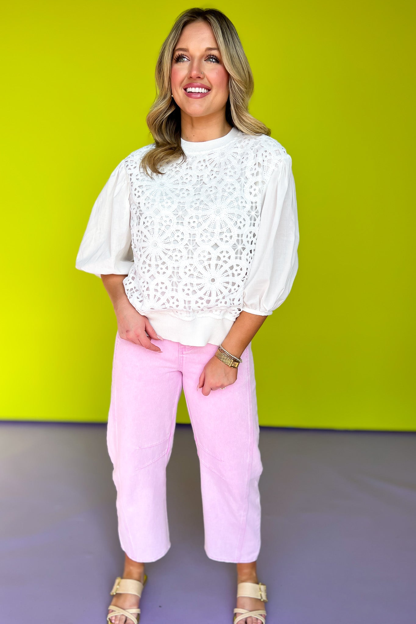 Pink High Waist Ankle Barrel Jeans, comfy, roomy, everyday wear, ssys by mallory fitzsimmons