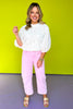 Pink High Waist Ankle Barrel Jeans, comfy, roomy, everyday wear, ssys by mallory fitzsimmons