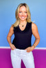 SSYS Signature Double Lined Sleeveless V Neck Tank Top In Black