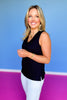 SSYS Signature Double Lined Sleeveless V Neck Tank Top In Black