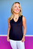 SSYS Signature Double Lined Sleeveless V Neck Tank Top In Black