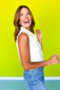 SSYS Mabel Sleeveless Ruffle Shoulder Polo Top In Ivory