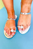 Silver Pearl Stone Toe Ring Slide Sandals