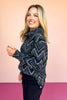 SSYS Ava Zipper Quilted Pullover In Black Zig Zag *FINAL SALE*