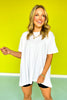 White Drop Shoulder Raw Edge Detail Top *FINAL SALE*