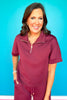 SSYS Quarter Zip Scuba Short Sleeve Top In Mulberry