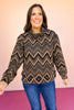 SSYS Ava Zipper Quilted Pullover In Tan Zig Zag