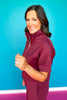 SSYS Quarter Zip Scuba Short Sleeve Top In Mulberry