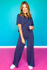 SSYS Quarter Zip Scuba Short Sleeve Top In Navy