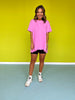 Fuchsia Drop Shoulder Raw Edge Detail Top *FINAL SALE*