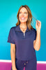SSYS Quarter Zip Scuba Short Sleeve Top In Navy