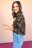 SSYS Ava Zipper Quilted Pullover In Tan Zig Zag