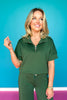 SSYS Quarter Zip Scuba Short Sleeve Top In Hunter