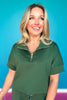 SSYS Quarter Zip Scuba Short Sleeve Top In Hunter