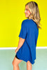 Light Navy Drop Shoulder Raw Edge Detail Top *FINAL SALE*