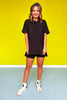 Black Drop Shoulder Raw Edge Detail Top *FINAL SALE*