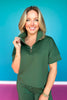 SSYS Quarter Zip Scuba Short Sleeve Top In Hunter