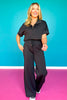 SSYS Quarter Zip Scuba Short Sleeve Top In Black