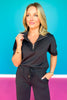 SSYS Quarter Zip Scuba Short Sleeve Top In Black