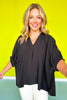 Black V Neck Half Puff Sleeve Top *FINAL SALE*