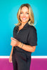 SSYS Quarter Zip Scuba Short Sleeve Top In Black