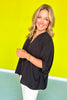 Black V Neck Half Puff Sleeve Top *FINAL SALE*