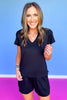 SSYS Signature Double Lined V Neck Lightweight Air Tee Shirt In Black