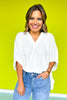 Off White V Neck Half Puff Sleeve Top *FINAL SALE*