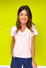 SSYS Ribbed V Neck Tee Shirt In Light Pink
