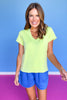 SSYS Signature Double Lined V Neck Lightweight Air Tee Shirt In Lime