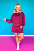 SSYS Crew Neck Printed Panel Scuba Sweatshirt In Maroon Floral