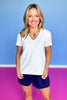 SSYS Signature Double Lined V Neck Lightweight Air Tee Shirt In Ivory