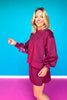 SSYS Crew Neck Printed Panel Scuba Sweatshirt In Maroon Floral