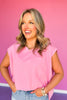 Pink Front Pocket Sleeveless Top