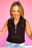Black Crochet Zip Collar Sleeveless Top *FINAL SALE*