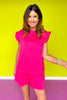 SSYS Charlie Air Ruffle Shoulder Shorts Set In Hot Pink