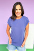 Indigo Dolman Short Sleeve Curved Hem Top *FINAL SALE*