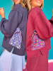 SSYS Crew Neck Printed Panel Scuba Sweatshirt In Maroon Floral