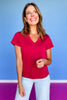 SSYS Signature Double Lined V Neck Lightweight Air Tee Shirt In Cherry