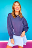 SSYS Crew Neck Printed Panel Scuba Sweatshirt In Navy Floral