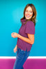 SSYS Madeline Quilted Puff Short Sleeve Top In Plum