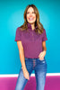 SSYS Madeline Quilted Puff Short Sleeve Top In Plum