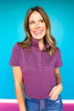 SSYS Madeline Quilted Puff Short Sleeve Top In Plum