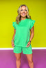 SSYS Charlie Air Ruffle Shoulder Shorts Set In Green