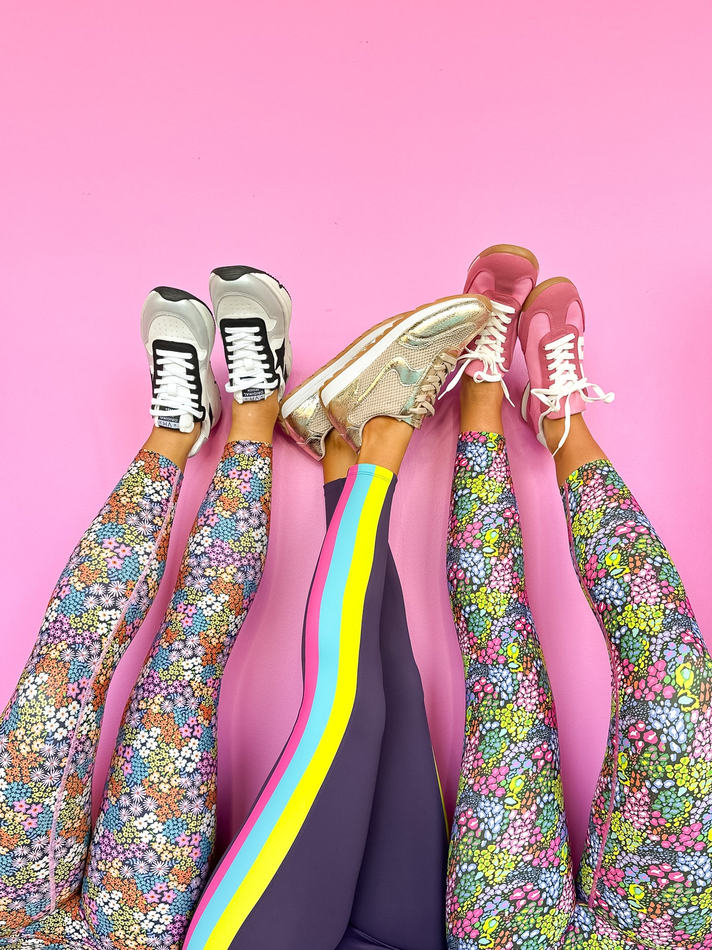 SSYS Pink Aqua Lime Inset Stripe Purple Leggings