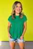 Kelly Green Crew Neck Short Sleeve Sweater Top *FINAL SALE*, transitional piece, universal, knit, lightweight, spring, summer, ssys by mallory fitzsimmons