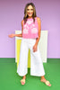 Pink Sleeveless Embroidery Top