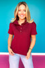 SSYS Madeline Quilted Puff Short Sleeve Top In Maroon