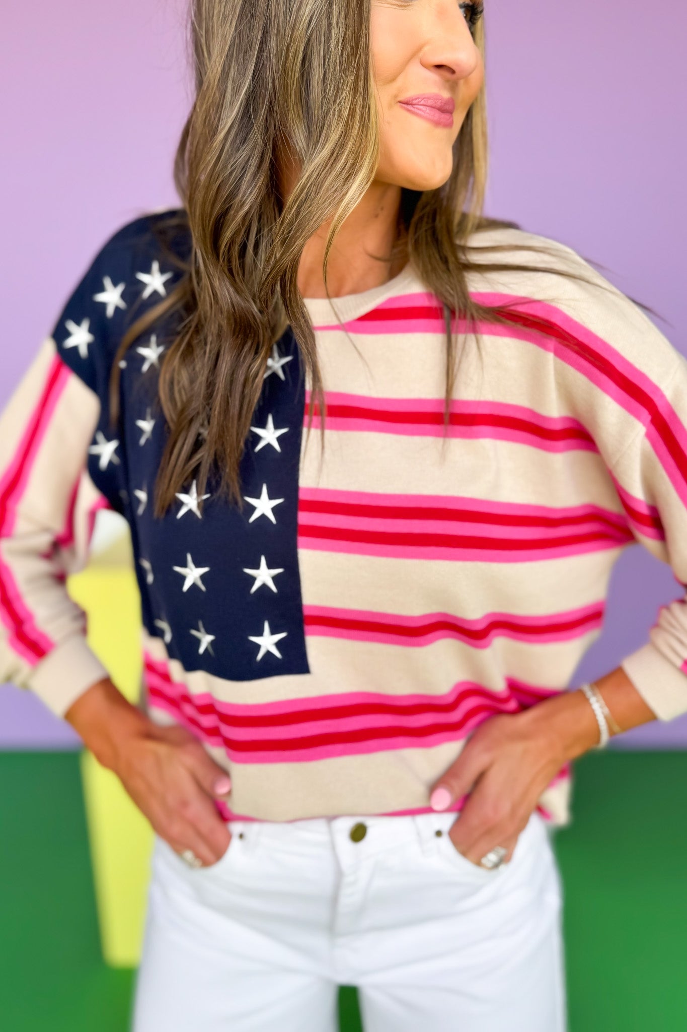 American Flag Crew Neck Sweatshirt