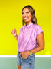 Lavender Collared Button Down Short Sleeve Top *FINAL SALE*